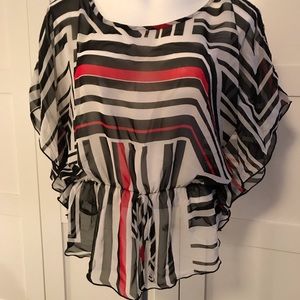 {BOGO} Red and Black Striped Sheer Top